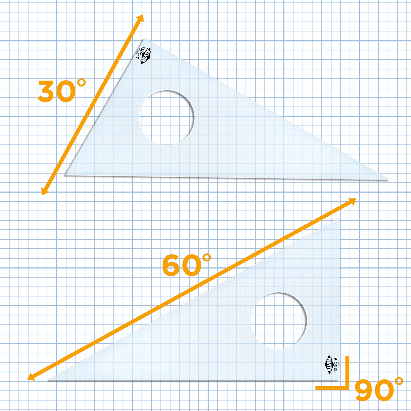 Alvin Professional Drafting Triangle (Clear) 30/60 45/90 - Writing & Drawing Instruments