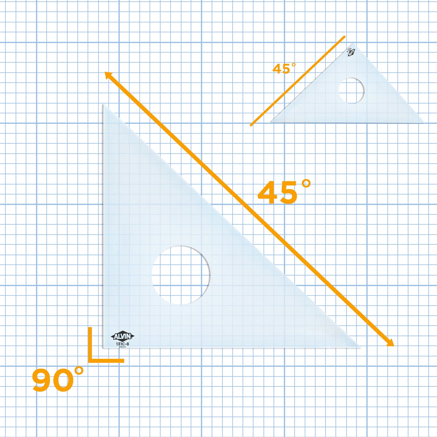 Alvin Professional Drafting Triangle (Clear) 30/60 45/90 - Writing & Drawing Instruments