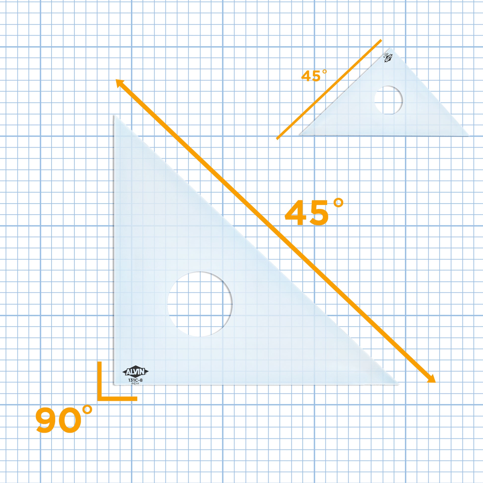Alvin Professional Drafting Triangle (Clear) 30/60 45/90 - Writing & Drawing Instruments