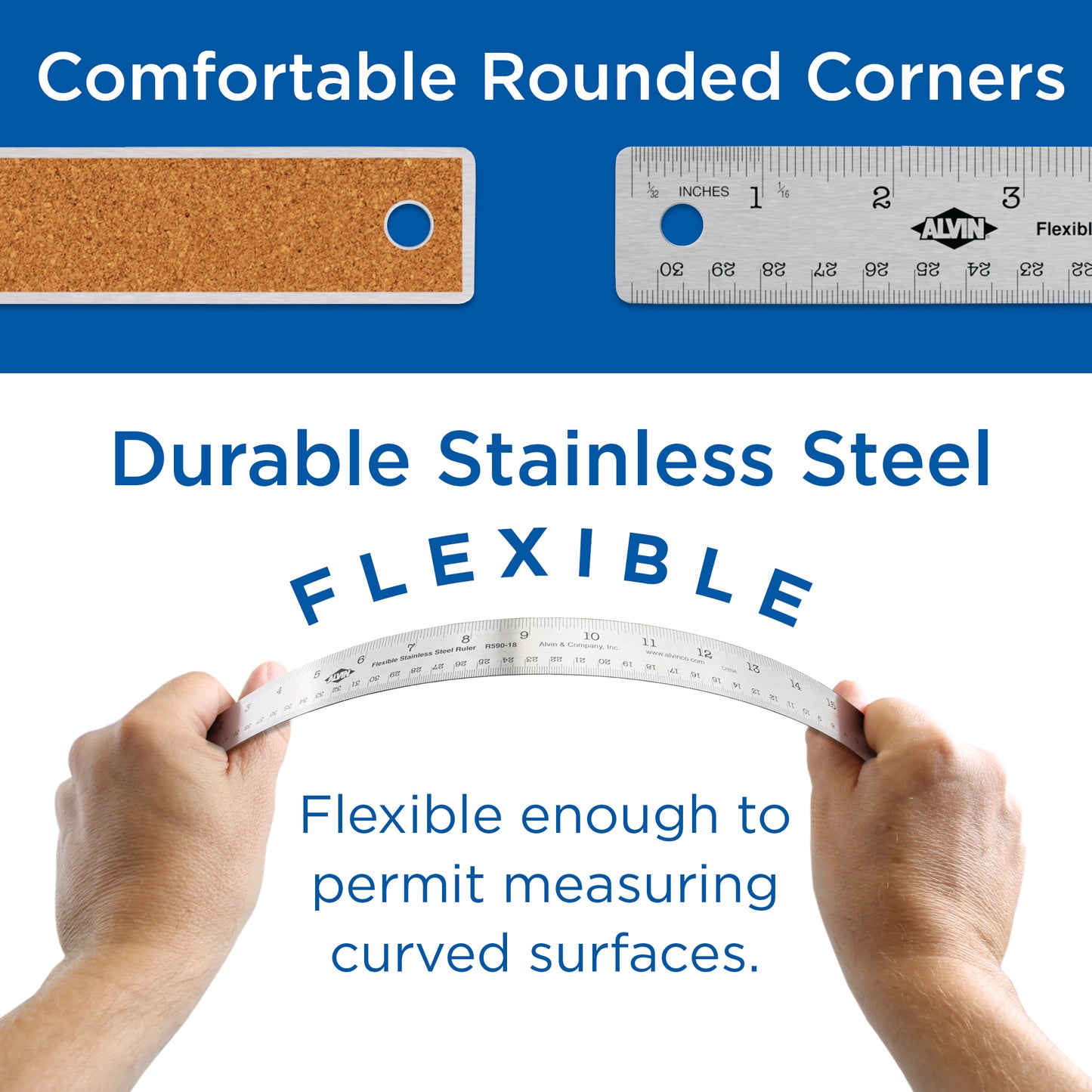 Alvin Stainless Steel Flex Ruler - Textile Art Gauges & Rulers