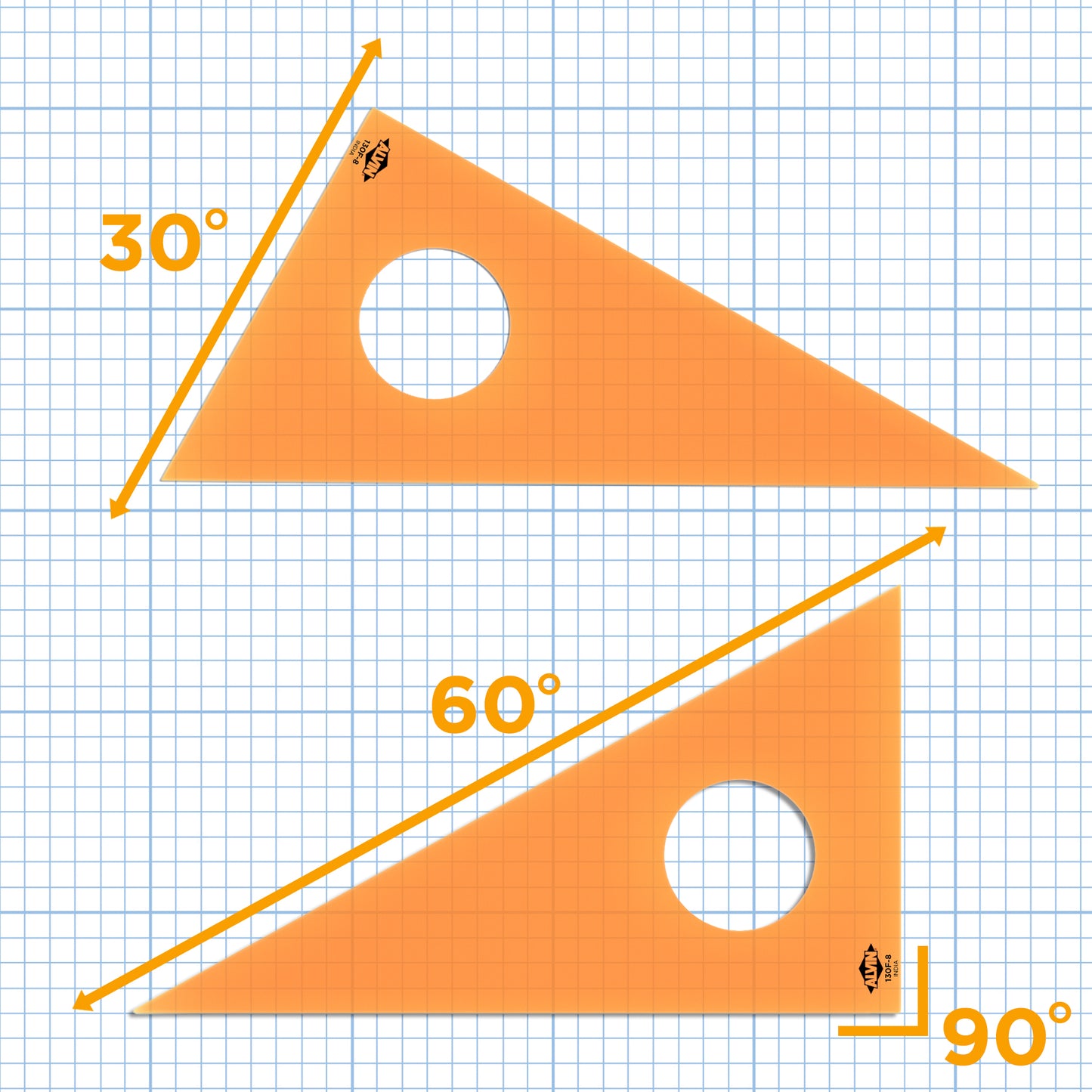 Professional Drafting Triangle (Fluorescent) 30/60 45/90