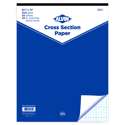 Cross Section Graph Paper Pad / 50 Sheet available in 4x4, 8x8 or 10x10 Grid