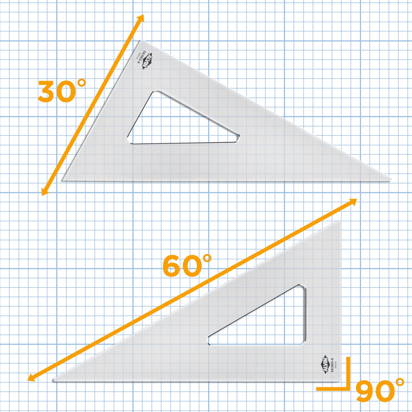 Professional Drafting Triangle (Smoke Tint) 30/60 45/90