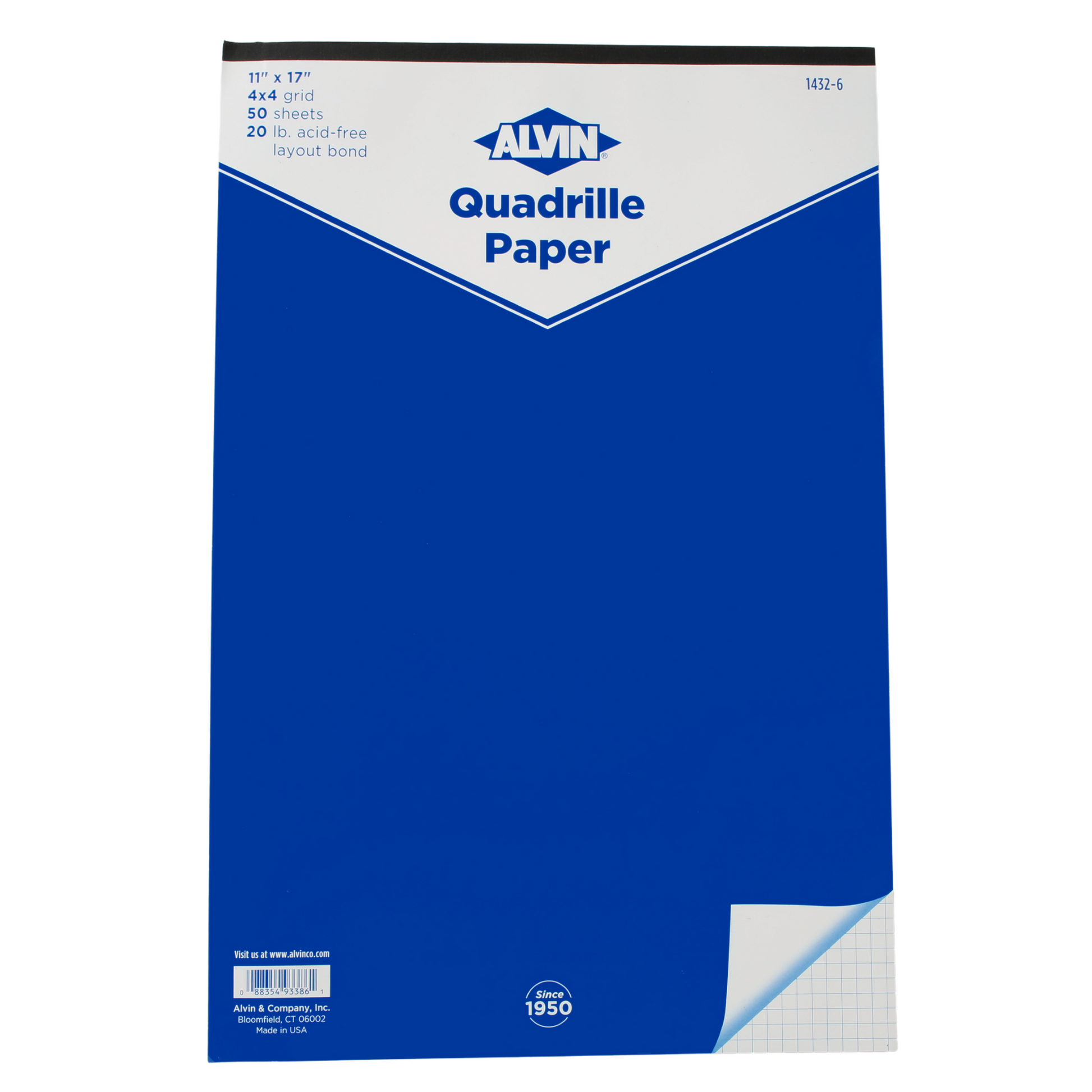 Alvin 1432-11 - 4x4 Grid Quadrille Paper - 50-Sheet Pad